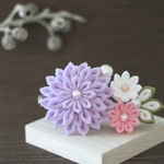 【ラベンダー】お花クリップ ★ つまみ細工のかんざし