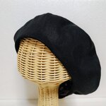 黒リネンのベレー帽（59~62.5cm）