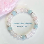 パステル色のブレスレット💠アクアマリンとローズクォーツとホワイトジェイドの天然石ブレスレット/パワーストーン
