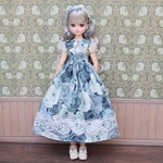 NO.412 22㎝ドール服 バラ柄のドレスワンピース＆小物セット