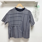 【和の一枚】浴衣リメイク涼ブラウス＊紺×白　＃１
