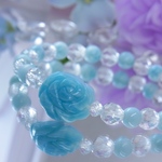 【サービス品】高品質ラリマー上品な 薔薇 美しい豪華な花を咲かせるブレスレット レア 夢叶う 天然石アクセサリー J8⑧