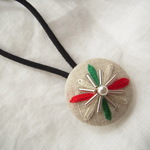 花刺繍のヘアゴム【クリスマスonベージュ】#038_flower emb. hair elastic