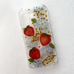 押し花スマホケース 押し花iPhoneケース ハートオレンジ 押し花ケース 押しフルーツケース 押しiPhoneケース 押しフルーツスマホケース