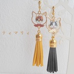 猫とタッセルの揺ら揺らイヤリング