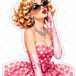 オリジナルステッカー　60‘S fashion  ファッションガール　雑誌風ステッカー　コラージュ素材　6枚セット