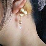.*･ﾟもこもこファー コットンパールのイヤーフック 冬に