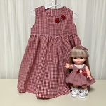 100cmメルちゃんとお揃いのギンガムチェックのワンピース