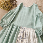 完成品♡フレンチリネン&ジュイ柄パッチワークワンピース。.＊