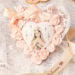 現品1点！感謝価格 Anneclair Solenne 喜びに満々る花々のハートブローチ　聖母マリアと薔薇　ローズ 