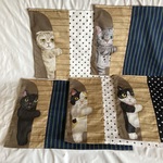 【オーダーOK】リバーシブル2枚仕立て裏地入園入学大きいランチョンマット(60×40㎝)★ねこ猫ネコ×星柄★給食ナフキンお弁当★お名前小学校机40×60㎝★スコティッシュサバトラ黒猫三毛ハチワレ