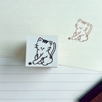ねこのいたずら | 物を落とす猫 ミニはんこ･スタンプ（2cm）
