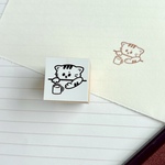 ねこのいたずら | コップを狙う猫 ミニはんこ･スタンプ（2cm）