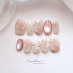 【復刻】Soft Pink Nuance-やわらかピンクのニュアンスネイル- ネイルチップ マグネットネイル 夏ネイル シンプル 上品 結婚式ネイル フラワーネイル うるうる パール