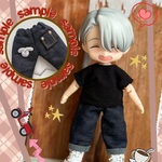 【オビツ11/ねんどろいどどーる身長調整パーツ使用・共通サイズ】　服　ウエストがゴムのデニムパンツ　no.41