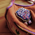 こぎん刺しサクラブローチ【刺し子☺︎刺繍】