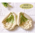 [身体整う♪足半布ぞうり] イエロー水玉ダブルガーゼで柔らか　寝る時履いても気持ちいい　履くだけで健康促進　セルフケア　