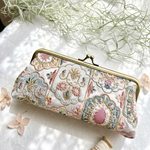 【大サイズ】インド刺繍 がま口 大人の可憐・ピンク ペンケース／メガネケース｜サイズ違いで揃えたくなる