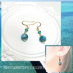 琉球蛍硝子　コウリブルー　ひと粒ネックレス　#古宇利島#minne_new  #蓄光　#蛍ガラス　#海　#ホタルガラス