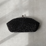 Vintage retro black beads embroidery classical bag 