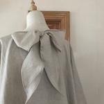 ベルギーLibeco社リネン（フラックス）で作った後リボンゆったりプルオーバー