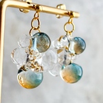 朝焼け bubble ピアス イヤリング クリア 透明感 つぶつぶ 泡 シャボン玉 ゴールド シルバー ブルー オレンジ サージカルステンレス 橙 青 水色