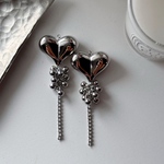 2pcs)4311)ビーズタッセル)rhodium Heart)#2a