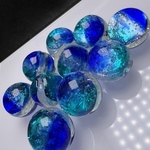 カビラブルー 8mm 10個セット 蓄光 ホタルガラス 沖縄 とんぼガラス  沖縄石垣島の川平湾 川平ブルー