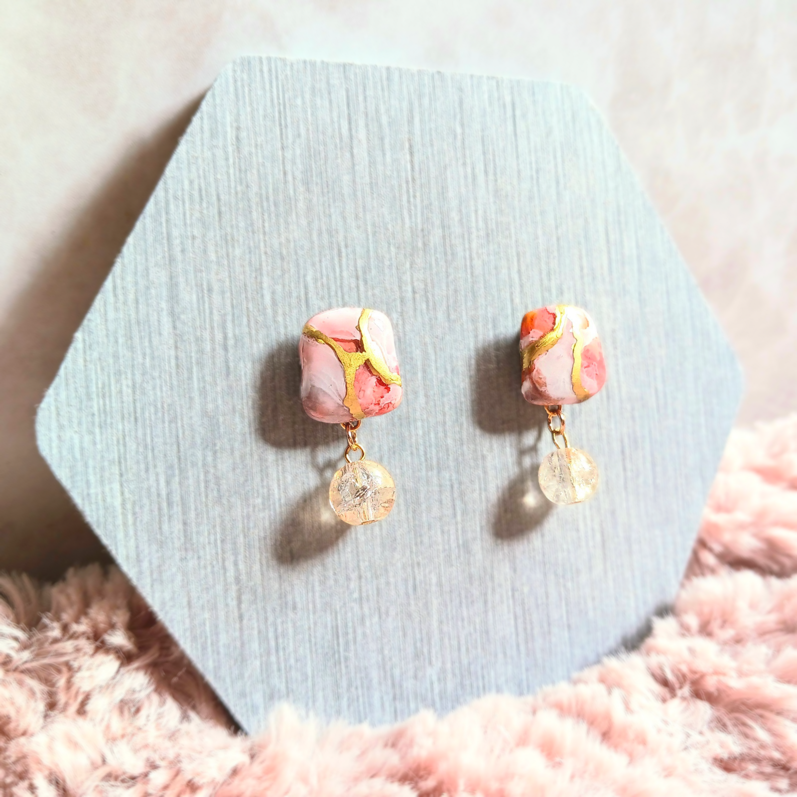 金継ぎ風マーブルピアス・イヤリング◇orange - bonneuk | minne byGMO