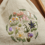 高山植物刺繍　巾着