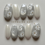 【New🌟】ネイルチップ マグネットぷっくりフラワーネイル No.146
