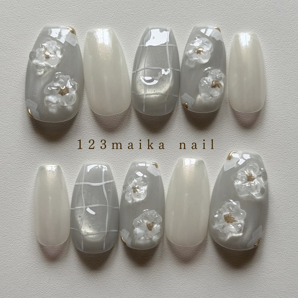 専用ページ 新品 ネイルチップセット 123 人気デザイン🌟】ネイルチップ ワイヤーリボンネイルNo.133 - 123maika