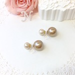4e*ノンホール樹脂ピアス《duo-beige》