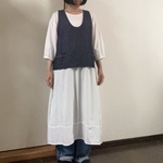 ライトデニムのＵネックベスト　ネイビー 【受注製作】
