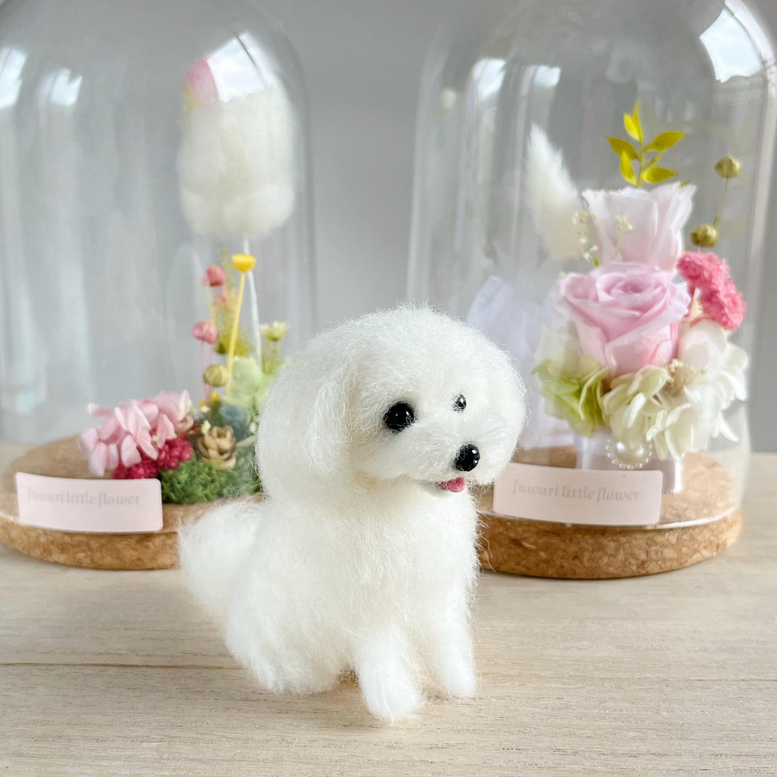 オーダーメイド🐾 虹の橋 ガラスケース入りワンちゃんネコちゃん 羊毛