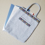 Ａ４サイズのトートバッグ　インド刺繍のリボン　【１点限り】