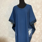 611.藍染めチュニック、伸縮性　絞り染め　手染め　一点物　柔らかい