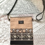 サコッシュ　インド刺繍リボン　ブラック&モカ