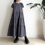 半袖大人ティア―ドワンピース　* Cotton 素材 グレンチェック柄 *　