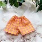 🆕ぽこぽこチェックのショートパンツ　イエロー×オレンジ