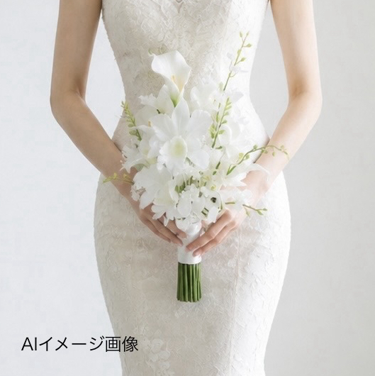 胡蝶蘭クラッチブーケ ウェディングブーケ ブートニアセット - atelier