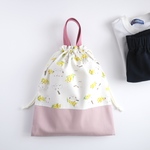 ミモザ×シマエナガ🌼お着替え袋orナップサック【サイズ変更可】ホワイト×くすみピンク