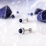 キラキラ輝く 宇宙石 ブルーゴールドストーン 9月 12月 誕生石 ボディピアス 14G 16G