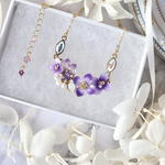 【新作】藤色紫陽花＊きらめくbijouのネックレス　（花、アジサイ、ギフト、ラッピング対応、和装、プレゼント)