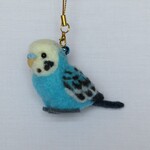 セキセイインコ　ブルー　羊毛ストラップ　