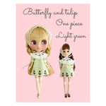 受注＊Butterfly and tulipワンピース(ライトグリーン)