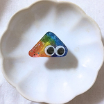 目玉商品！　「いっしょにいるよ」カラフルトキノコ　前向きになれるシーグラスのお守りピンバッジ(ピンズ) 【No.084】
