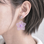 オーガンジー刺繍レースフラワーイヤリング/ピアス