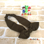 【送料無料】カーキ★リボン付きヘアバンド