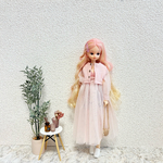 ピンク　2way  チュール袖　カーディガン　のみ　ワンピース　ジャンパースカート　ピュアニーモ　リカちゃん　　ワンピース　ドール　